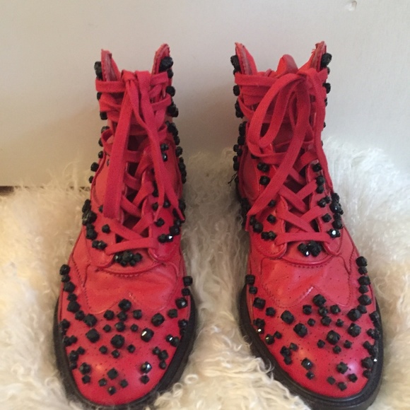 GIVENCHY Men’s Red High Sneakers w/ Stones size 44 - Picture 2 of 8